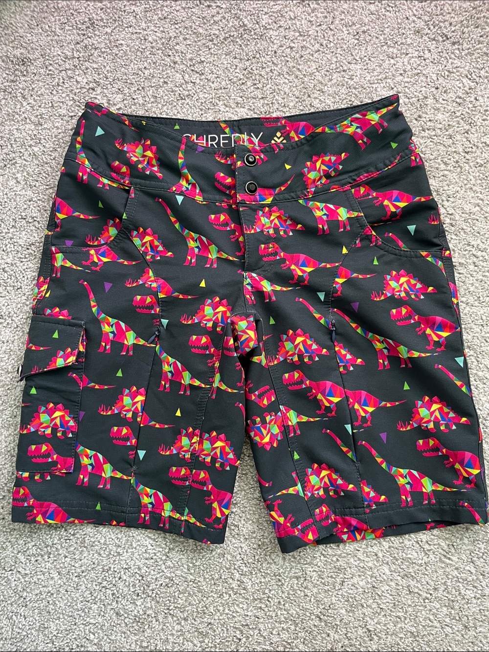 Shredly dinosaur mountain bike shorts